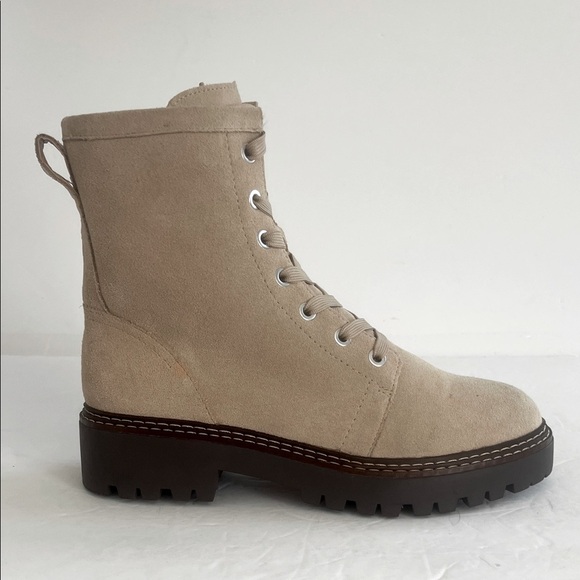 NORDSTROM Noomonie Weather Repellent Leather Suede Tan Lace-Up Boots Size 7 NEW - Picture 2 of 12